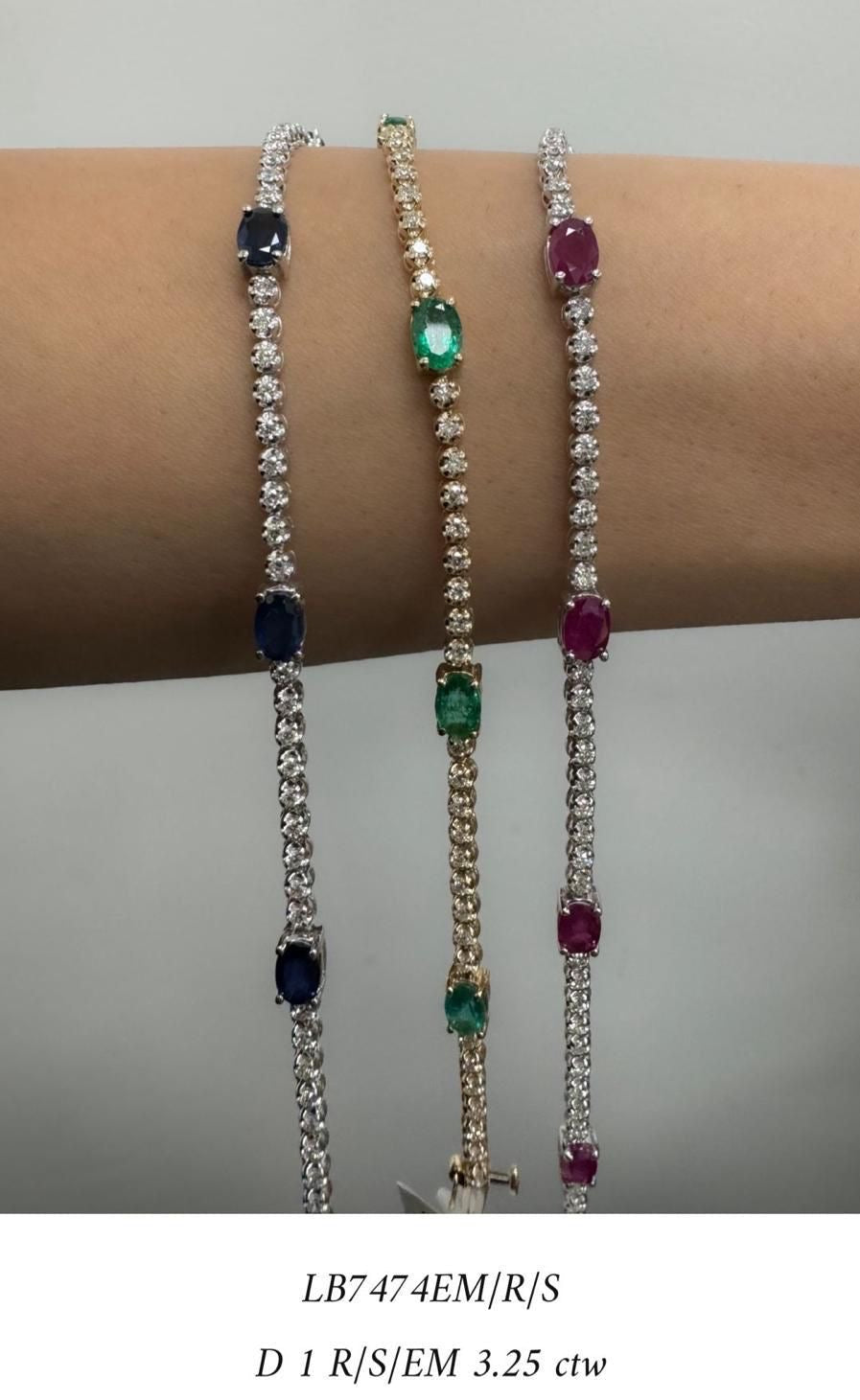 Sapphire/Emerald/Ruby with Diamond bracelets