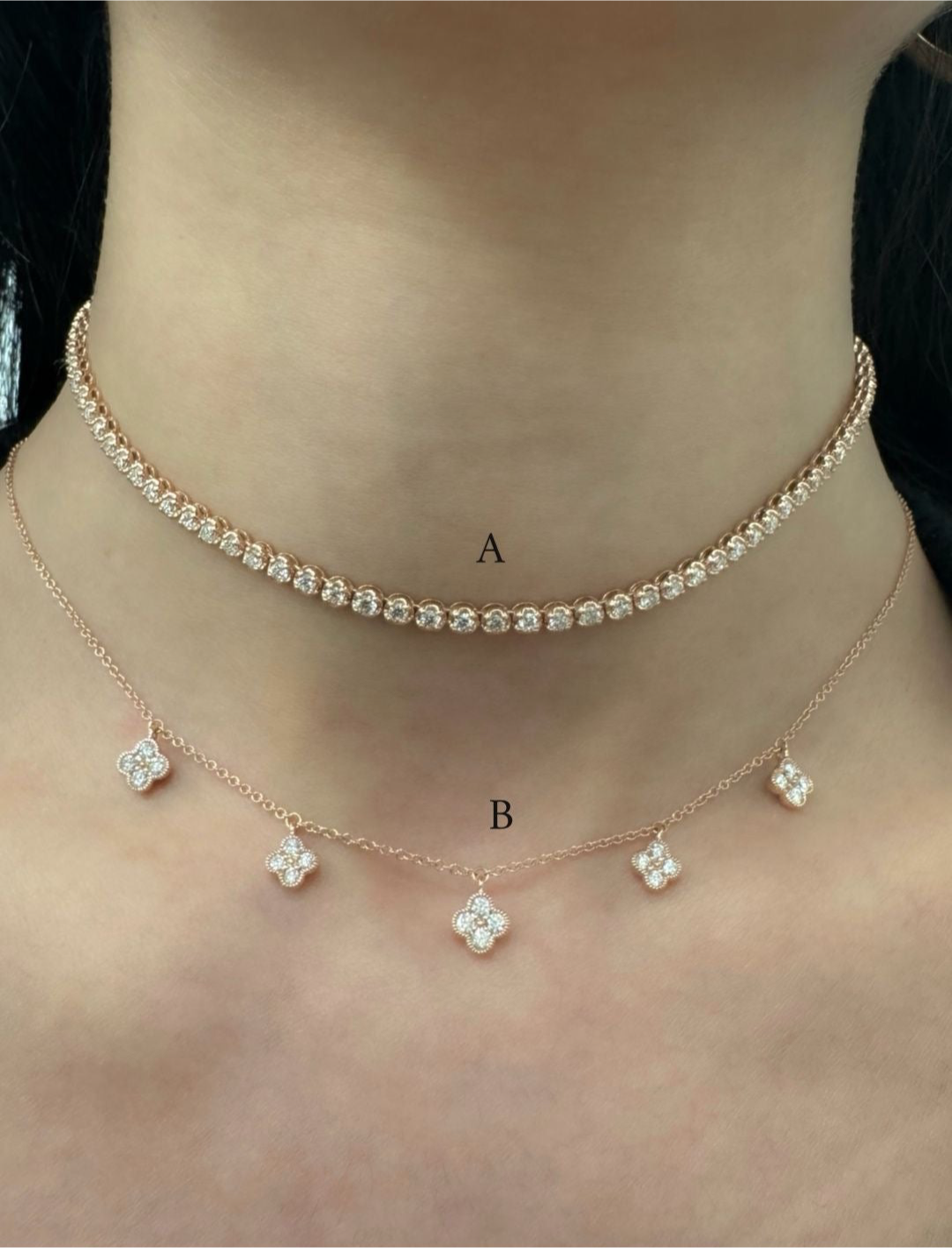 Rose pink gold necklaces