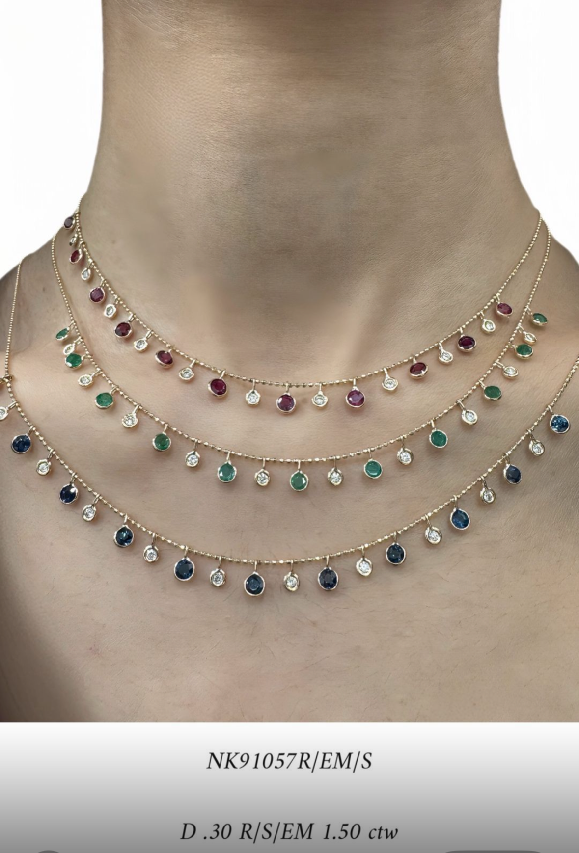 R/S/EM diamond bezel necklace