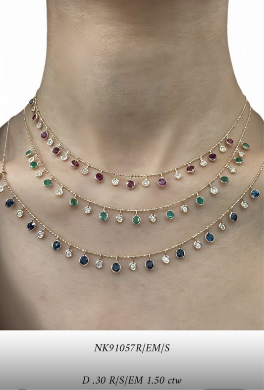 R/S/EM diamond bezel necklace