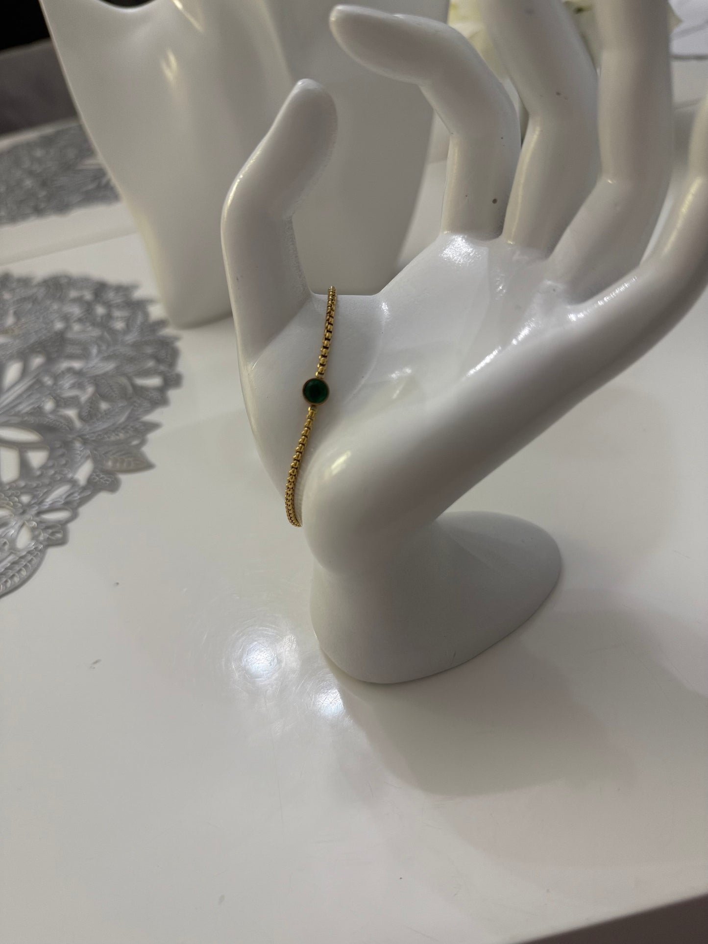 Emerald gold plated bracelet