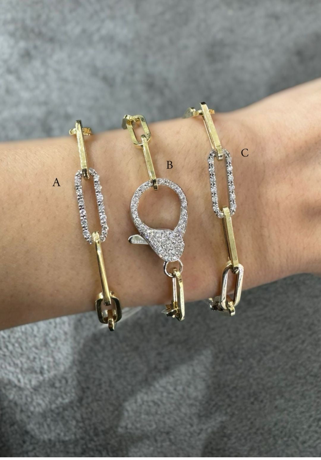 Clip gold/diamond bracelets