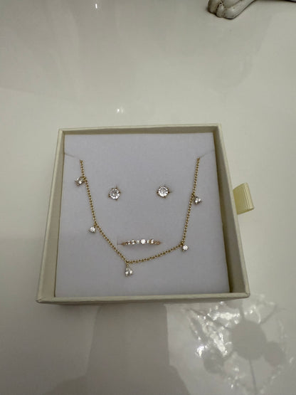 18k gold plated necklace studs & ring