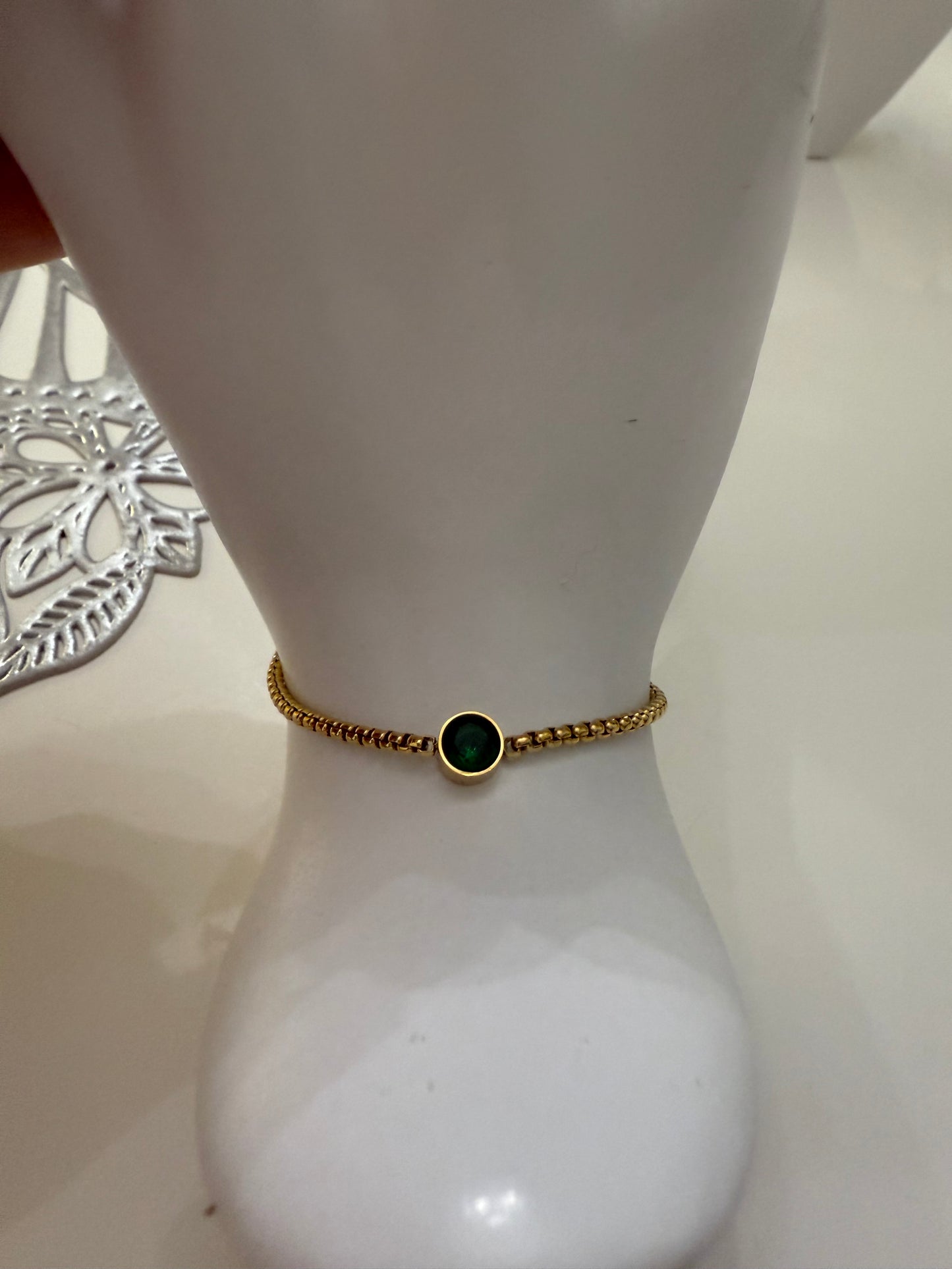 Emerald gold plated bracelet