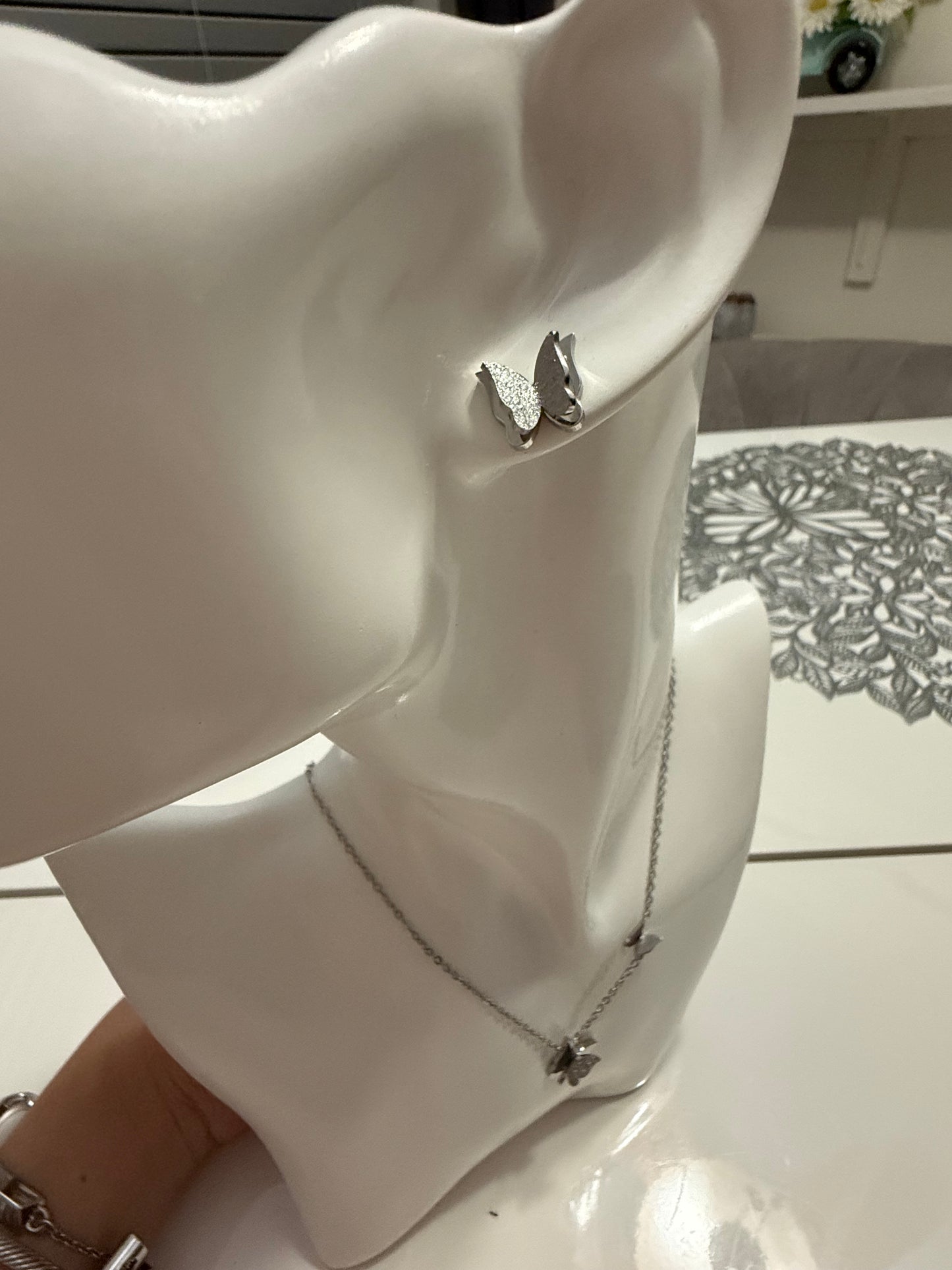 925 silver plated butterfly set