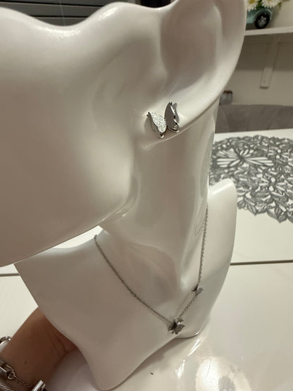 925 silver plated butterfly set
