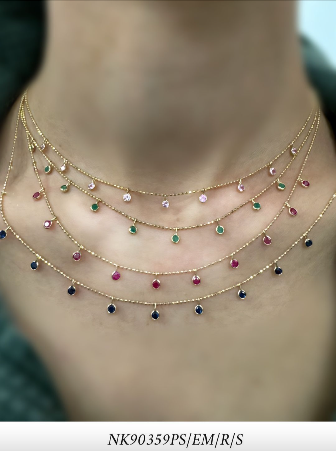 EM/R/S 14k diamond bezel necklace