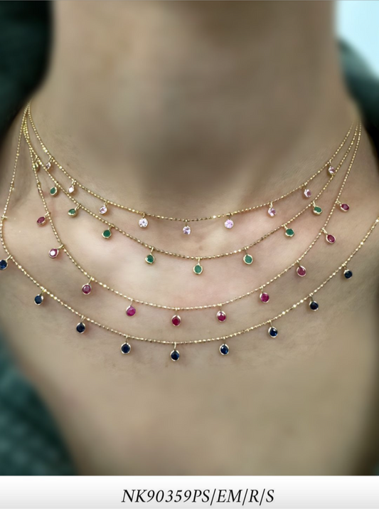 EM/R/S 14k diamond bezel necklace