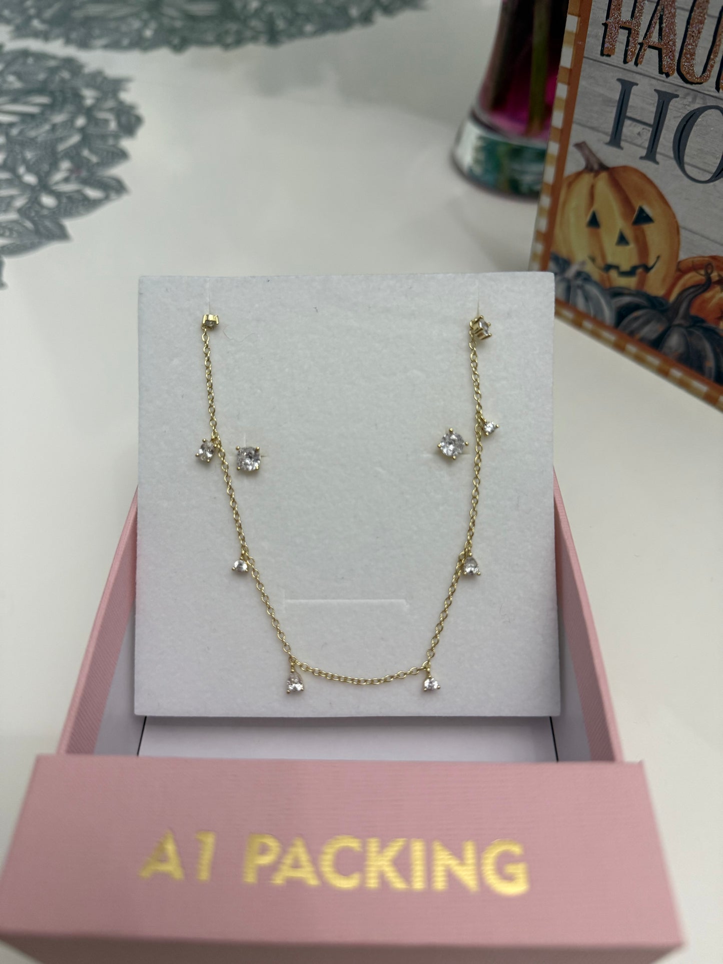 Necklace and earrings set 18k gold plated