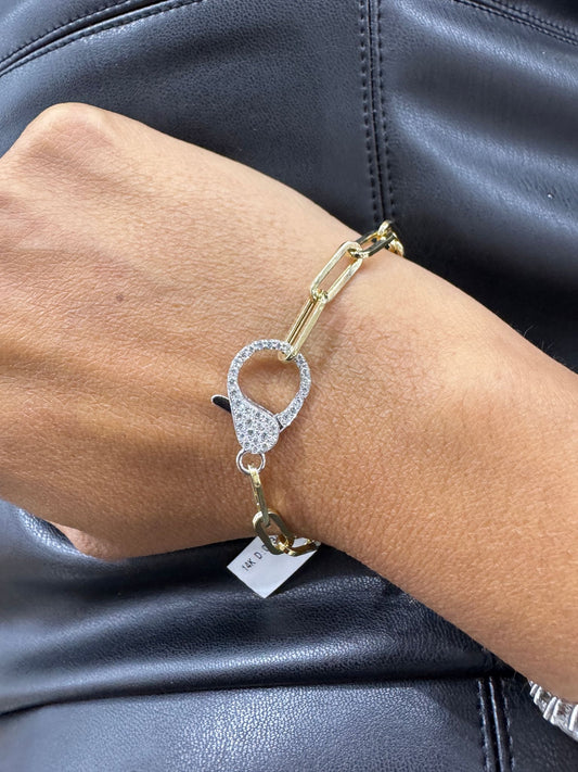 Paperclip Diamond lock bracelet