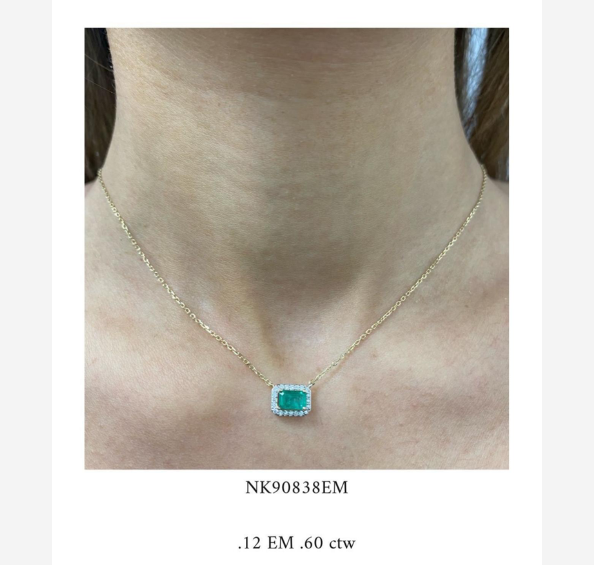 14k gold emerald & diamond necklace