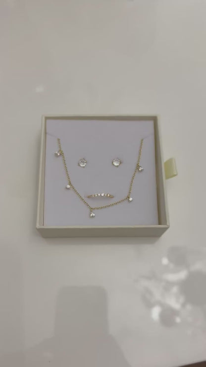 18k gold plated necklace studs & ring